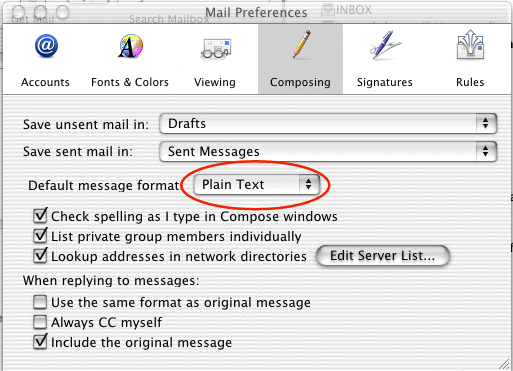 Mail preferences